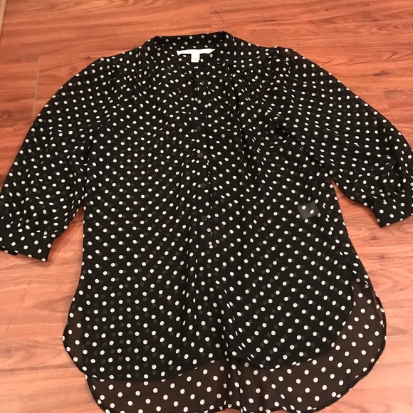 3for$20 Sheer polka dot 3/4 sleeve blouse - Picture 3 of 5